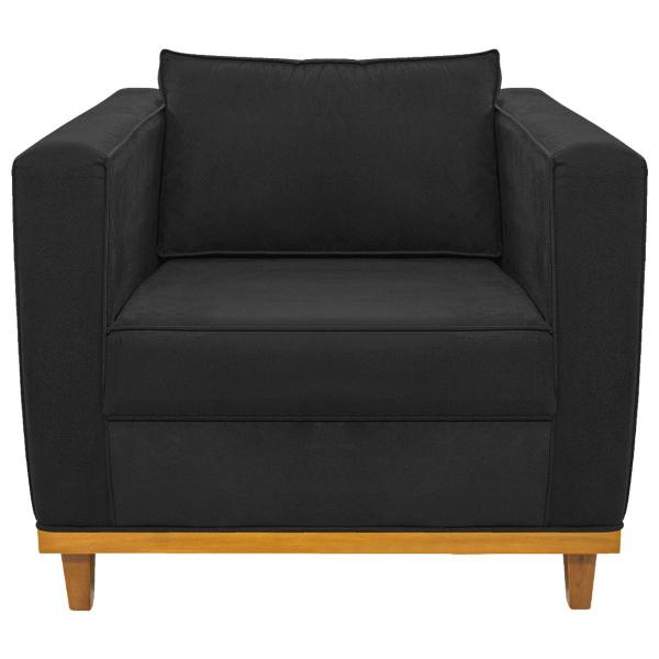 Imagem de Kit Sofá 2 Lugares e Poltrona Europa Suede Preto ADJ Decor