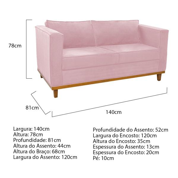 Imagem de Kit Sofá 2 Lugares e Poltrona Europa Suede Rosa Bebê ADJ Decor