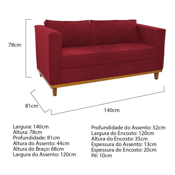 Imagem de Kit Sofá 2 Lugares e Poltrona Europa Suede Vermelho ADJ Decor