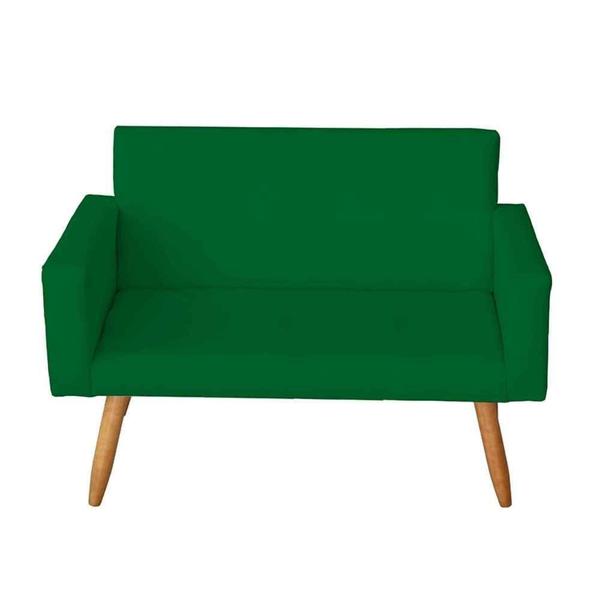 Imagem de Kit Sofá 2 Lugares e Poltrona Para Sala Lina e 1 Puff Redondo Suede Verde - Móveis Mafer