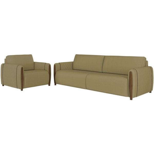 Imagem de Kit Sofa 223 cm E Poltrona Decorativa Encanto Linho TCE 1025 Moll