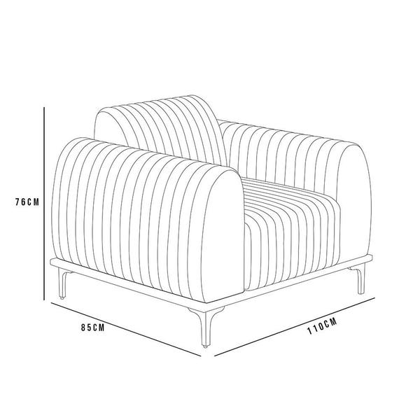 Imagem de Kit Sofá 3 Lugares 180cm Com 2 Poltronas Molino Pés D'ouro D02 Linho Bege C-107 - Lyam Decor