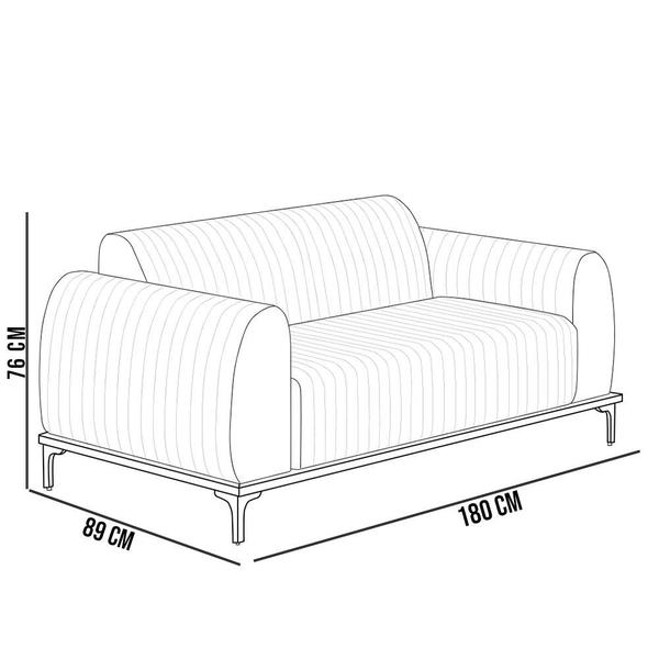 Imagem de Kit Sofá 3 Lugares 180cm Com 2 Poltronas Molino Pés D'ouro D02 Linho Bege C-107 - Lyam Decor