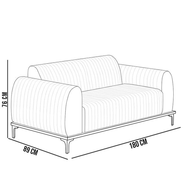 Imagem de Kit Sofá 3 Lugares 180cm Com 2 Poltronas Molino Pés D'ouro D02 Linho Chumbo D-465 - Lyam Decor