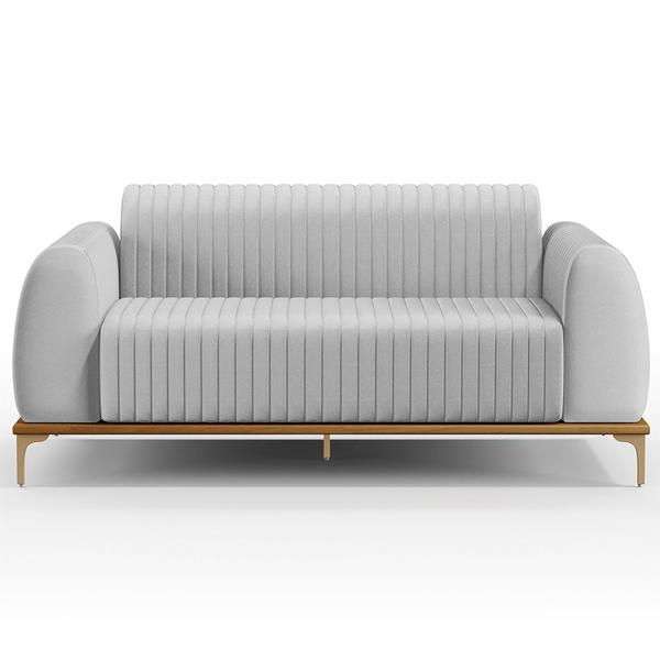 Imagem de Kit Sofá 3 Lugares 180cm Com 2 Poltronas Molino Pés D'ouro D02 Linho Cinza D-315 - Lyam Decor