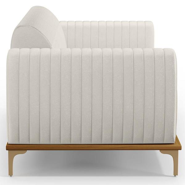 Imagem de Kit Sofá 3 Lugares 180cm Com 2 Poltronas Molino Pés D'ouro D02 Linho Cru C-443 - Lyam Decor