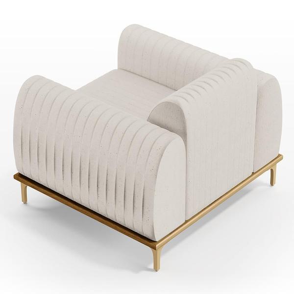 Imagem de Kit Sofá 3 Lugares 180cm Com 2 Poltronas Molino Pés D'ouro D02 Linho Cru C-443 - Lyam Decor