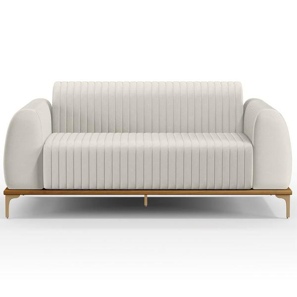 Imagem de Kit Sofá 3 Lugares 180cm Com 2 Poltronas Molino Pés D'ouro D02 Linho Cru C-443 - Lyam Decor