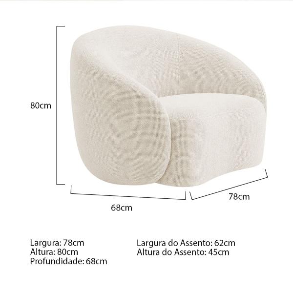 Imagem de Kit Sofá 3 Lugares 180cm e 2 Poltronas Orgânica Luxo Recepção Amore Bouclé - ADJ Decor