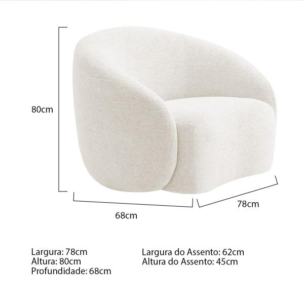 Imagem de Kit Sofá 3 Lugares 180cm e 2 Poltronas Orgânica Luxo Recepção Amore Bouclé