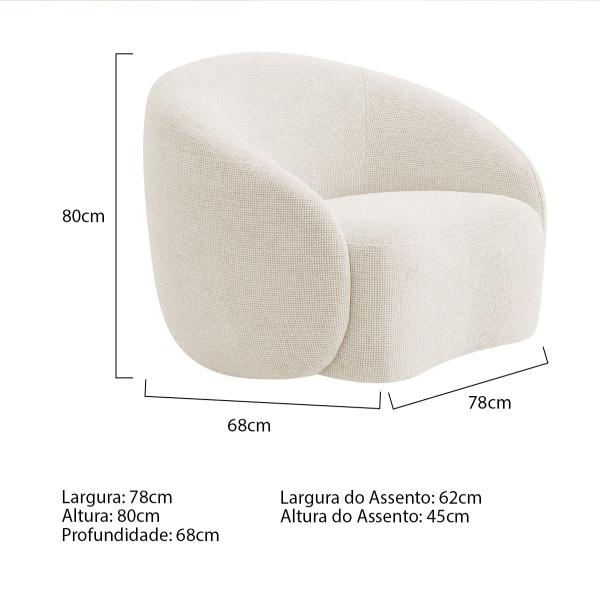 Imagem de Kit Sofá 3 Lugares 180cm e Poltrona Orgânica Luxo Recepção Amore Bouclé - ADJ Decor