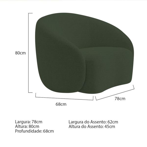 Imagem de Kit Sofá 3 Lugares 180cm e Poltrona Orgânica Luxo Recepção Amore Linho Verde