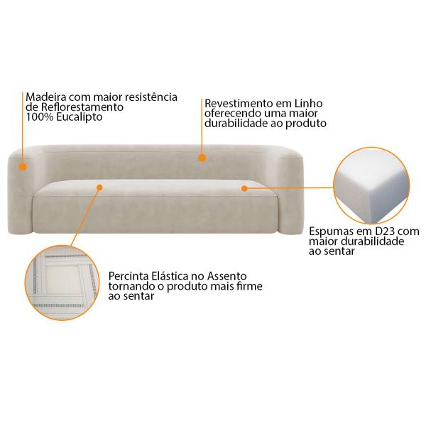 Imagem de Kit Sofá 3 Lugares 180cm e Poltrona Orgânica Luxo Recepção Melina Linho - Amarena Moveis