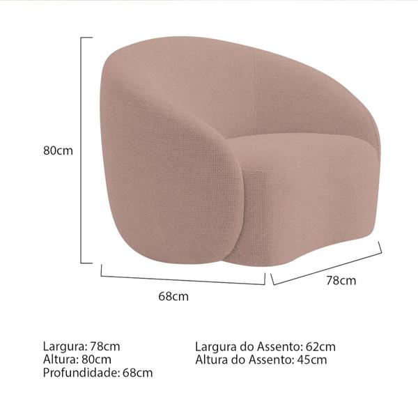 Imagem de Kit Sofá 3 Lugares 200cm e 2 Poltronas Orgânica Luxo Recepção Amore Linho Rose - Amarena Móveis