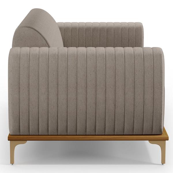 Imagem de Kit Sofá 3 Lugares 210cm Com 2 Poltronas Molino Pés D'ouro D02 Linho Bege C-107 - Lyam Decor