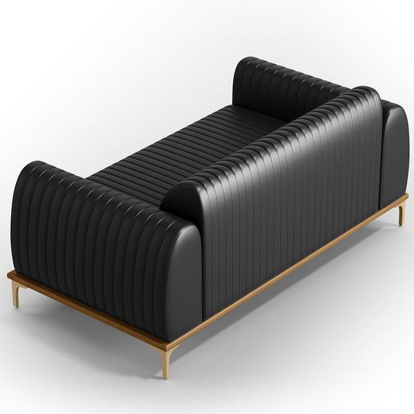 Imagem de Kit Sofá 3 Lugares 210cm Com Poltrona Molino Pés D'ouro D02 material sintético Preto B-159 - Lyam Decor