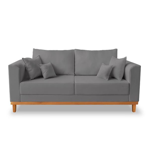 Imagem de Kit Sofá 3 Lugares e 2 Poltronas Beny Viena Com Almofadas Decorativa Suede Cinza - Madeira Prima Deccor