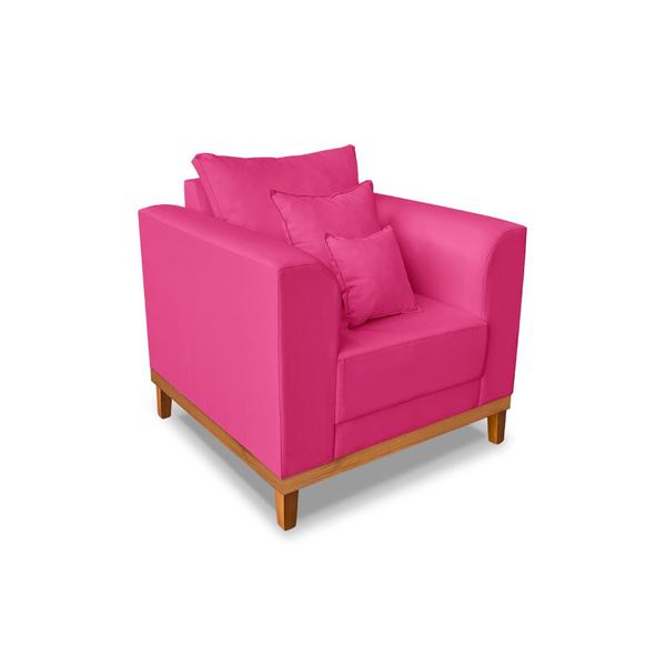 Imagem de Kit Sofá 3 Lugares e 2 Poltronas Beny Viena Com Almofadas Decorativa Suede Pink - Madeira Prima Deccor