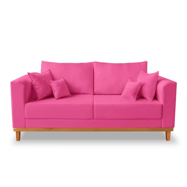 Imagem de Kit Sofá 3 Lugares e 2 Poltronas Beny Viena Com Almofadas Decorativa Suede Pink - Madeira Prima Deccor