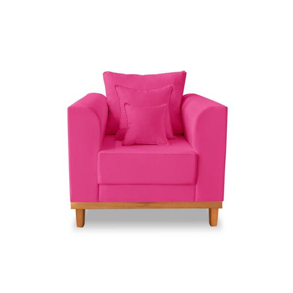 Imagem de Kit Sofá 3 Lugares e 2 Poltronas Beny Viena Com Almofadas Decorativa Suede Pink - Madeira Prima Deccor