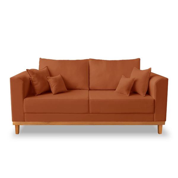 Imagem de Kit Sofá 3 Lugares e 2 Poltronas Beny Viena Com Almofadas Decorativa Suede Terracota - Madeira Prima Deccor