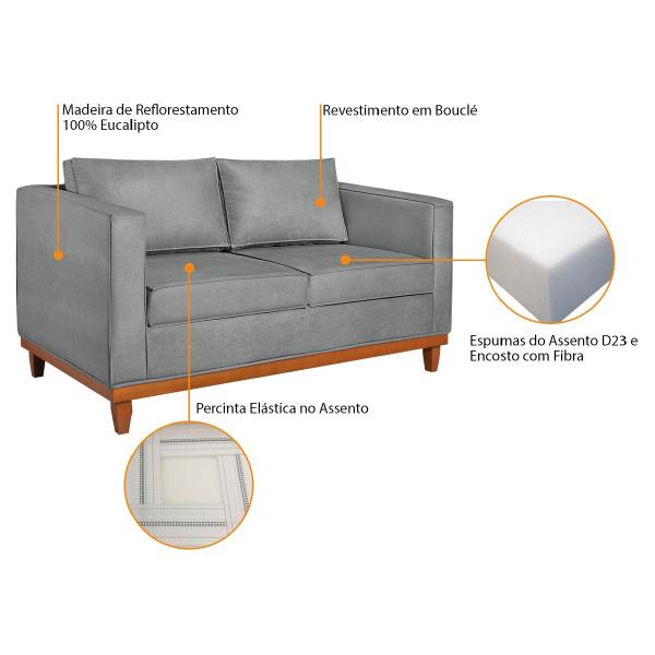 Imagem de Kit Sofa 3 Lugares e 2 Poltronas Europa 180 cm Bouclé - Doce Sonho Móveis