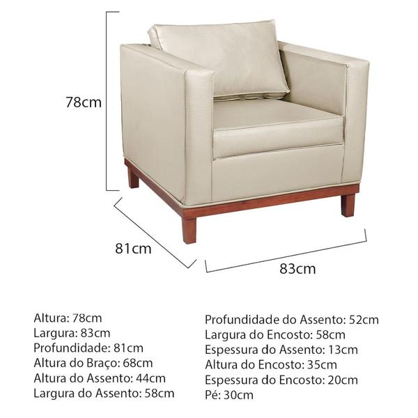 Imagem de Kit Sofá 3 Lugares e 2 Poltronas Europa 180 cm Estilo Conforto e Elegância Corano Bege - Amarena Móveis