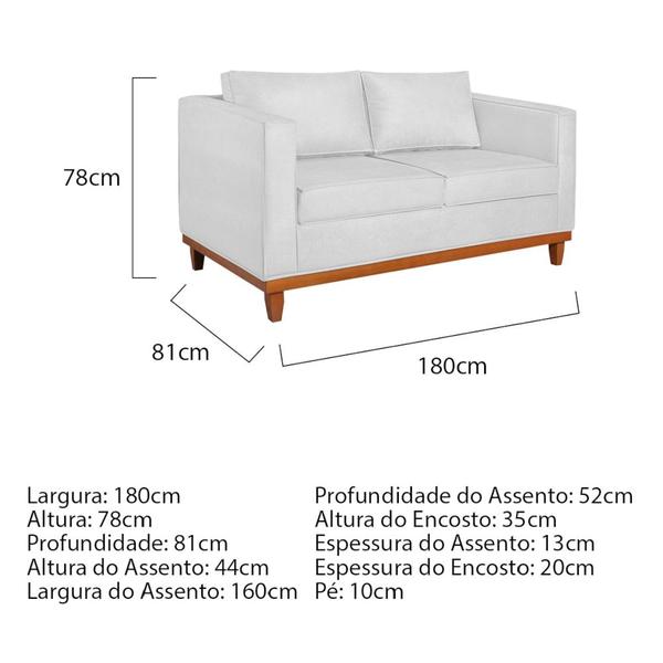 Imagem de Kit Sofá 3 Lugares e 2 Poltronas Europa 180 cm Estilo Conforto e Elegância Corano Branco - Amarena Móveis