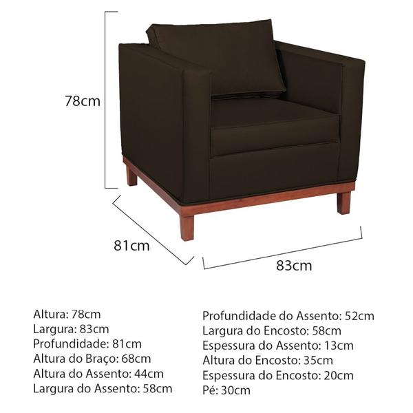 Imagem de Kit Sofá 3 Lugares e 2 Poltronas Europa 180 cm Estilo Conforto e Elegância Corano Marrom - Amarena Móveis