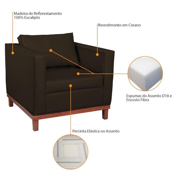 Imagem de Kit Sofá 3 Lugares e 2 Poltronas Europa 180 cm Estilo Conforto e Elegância Corano Marrom - Amarena Móveis