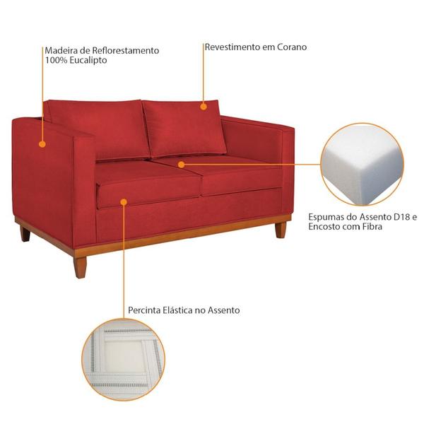 Imagem de Kit Sofá 3 Lugares e 2 Poltronas Europa 180 cm Estilo Conforto e Elegância Corano Vermelho - Amarena Móveis