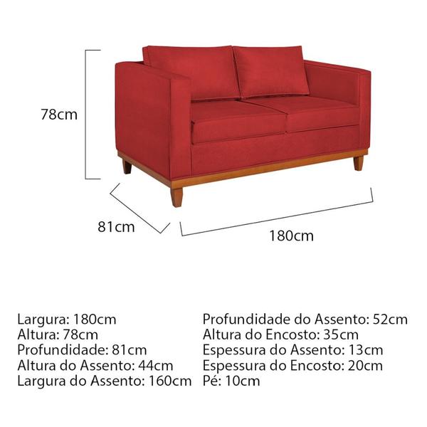 Imagem de Kit Sofá 3 Lugares e 2 Poltronas Europa 180 cm Estilo Conforto e Elegância Corano Vermelho - Amarena Móveis