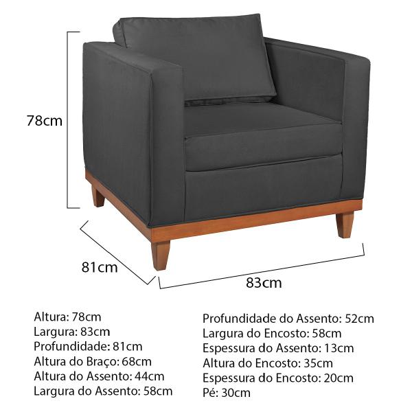 Imagem de Kit Sofá 3 Lugares e 2 Poltronas Europa 180 cm Estilo Conforto e Elegância Linho - ADJ Decor