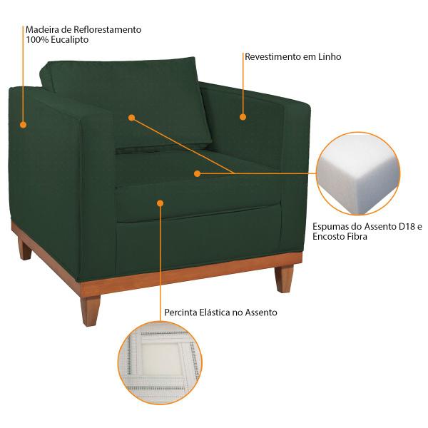 Imagem de Kit Sofá 3 Lugares e 2 Poltronas Europa 180 cm Estilo Conforto e Elegância Linho - Amarena Móveis