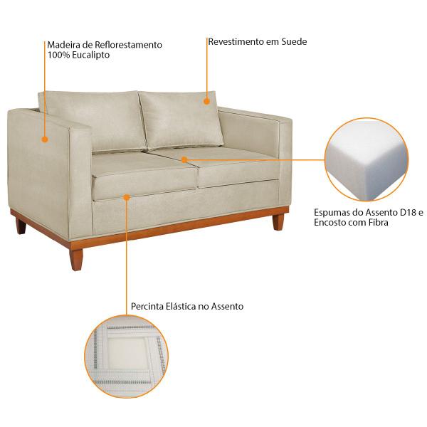 Imagem de Kit Sofá 3 Lugares e 2 Poltronas Europa 180 cm Estilo Conforto e Elegância Suede - ADJ Decor