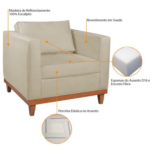 Imagem de Kit Sofá 3 Lugares e 2 Poltronas Europa 180 cm Estilo Conforto e Elegância Suede - ADJ Decor