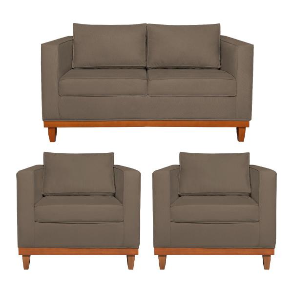 Imagem de Kit Sofá 3 Lugares e 2 Poltronas Europa 180 cm Estilo Conforto e Elegância Suede - ADJ Decor