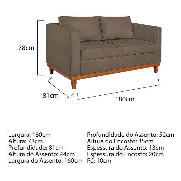 Imagem de Kit Sofá 3 Lugares e 2 Poltronas Europa 180 cm Estilo Conforto e Elegância Suede - ADJ Decor