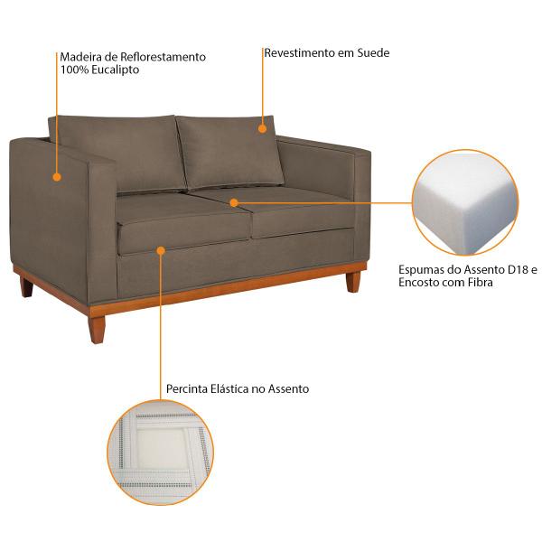 Imagem de Kit Sofá 3 Lugares e 2 Poltronas Europa 180 cm Estilo Conforto e Elegância Suede - ADJ Decor