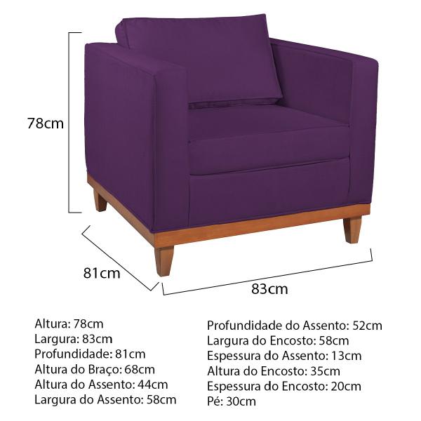 Imagem de Kit Sofá 3 Lugares e 2 Poltronas Europa 180 cm Estilo Conforto e Elegância Suede - ADJ Decor