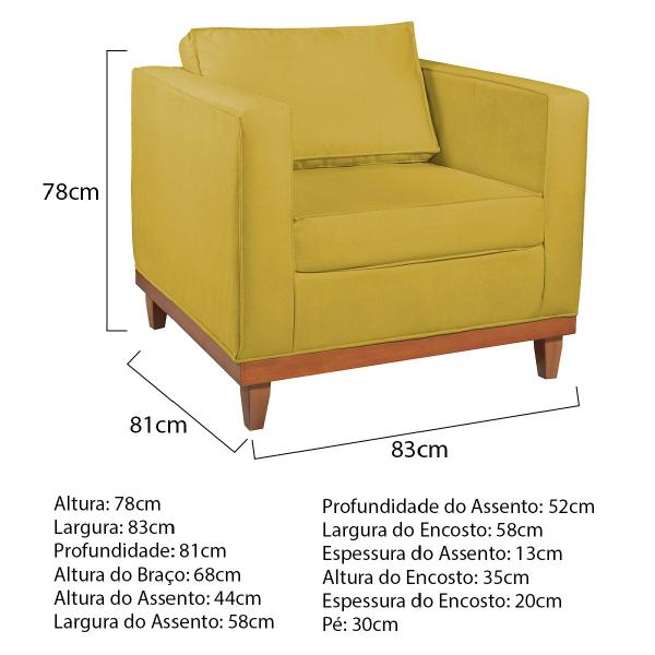 Imagem de Kit Sofá 3 Lugares e 2 Poltronas Europa 180 cm Estilo Conforto e Elegância Suede - Amarena Móveis