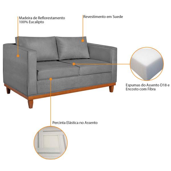 Imagem de Kit Sofá 3 Lugares e 2 Poltronas Europa 180 cm Estilo Conforto e Elegância Suede - Amarena Móveis