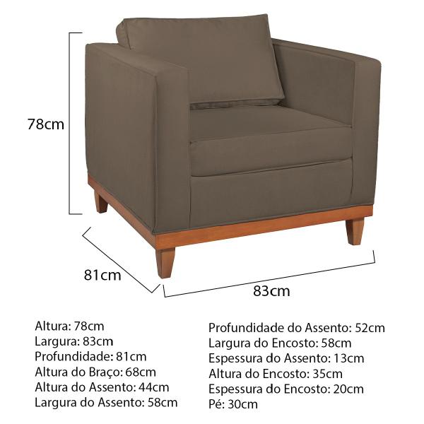 Imagem de Kit Sofá 3 Lugares e 2 Poltronas Europa 180 cm Estilo Conforto e Elegância Suede - Amarena Móveis