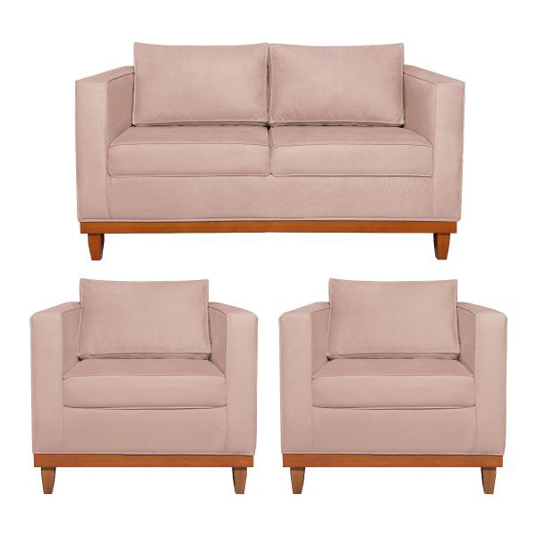 Imagem de Kit Sofá 3 Lugares e 2 Poltronas Europa 180 cm Estilo Conforto e Elegância Suede - Amarena Móveis