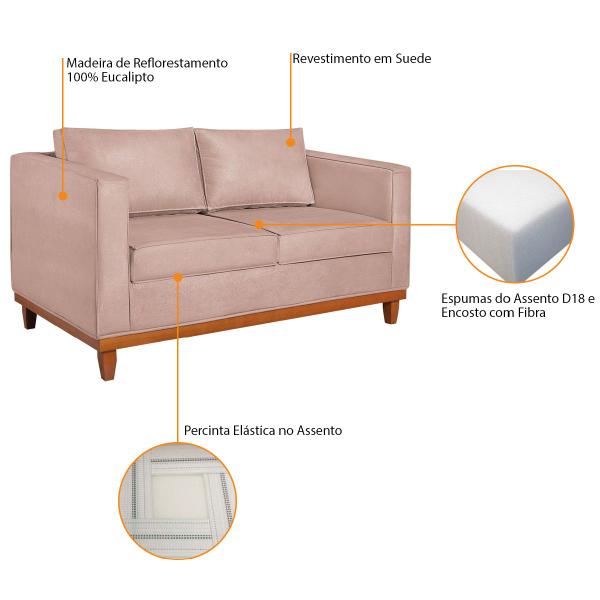 Imagem de Kit Sofá 3 Lugares e 2 Poltronas Europa 180 cm Estilo Conforto e Elegância Suede - Amarena Móveis