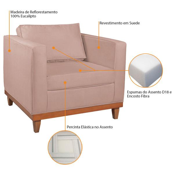 Imagem de Kit Sofá 3 Lugares e 2 Poltronas Europa 180 cm Estilo Conforto e Elegância Suede - Amarena Móveis