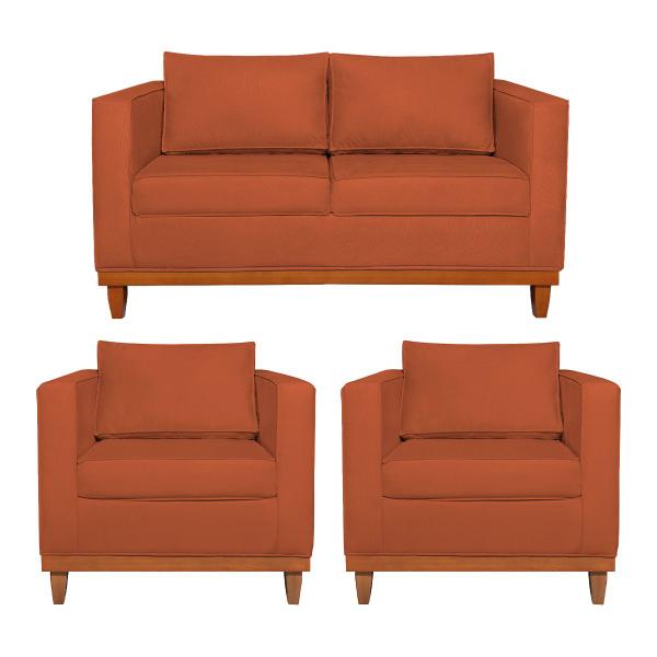 Imagem de Kit Sofá 3 Lugares e 2 Poltronas Europa 180 cm Estilo Conforto e Elegância Suede - Amarena Móveis