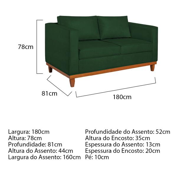 Imagem de Kit Sofá 3 Lugares e 2 Poltronas Europa 180 cm Estilo Conforto e Elegância Suede - Amarena Móveis