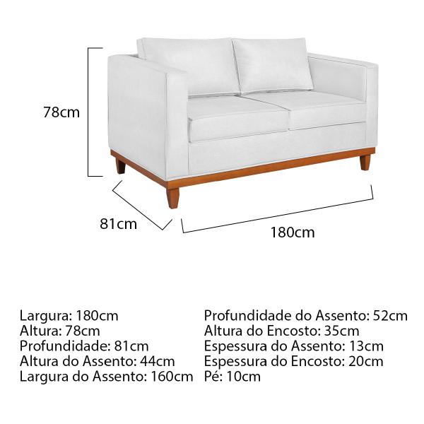 Imagem de Kit Sofá 3 Lugares e 2 Poltronas Europa 180 cm Estilo Conforto e Elegância Suede - Doce Sonho Móveis