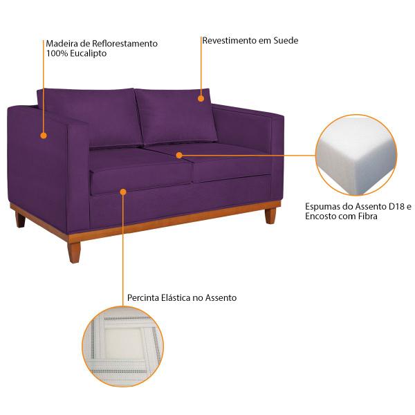 Imagem de Kit Sofá 3 Lugares e 2 Poltronas Europa 180 cm Estilo Conforto e Elegância Suede - Doce Sonho Móveis